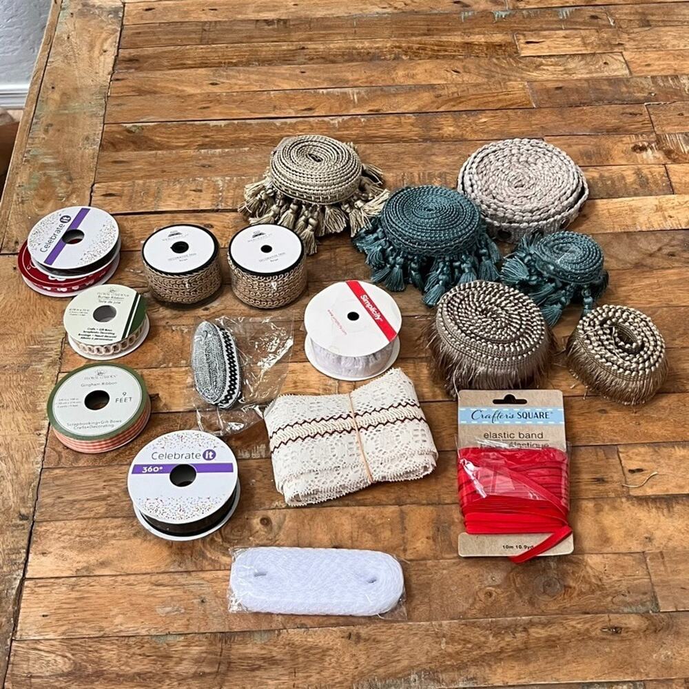 Lot of Crafting Supplies Ribbon, Lace Trim 18 Pieces